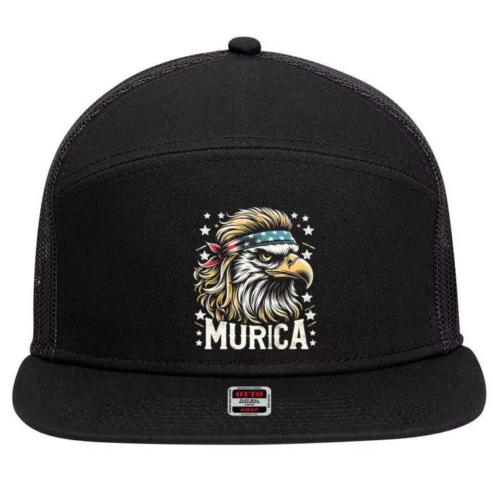 4th Of July Patriotic Funny Eagle July 4th Usa Murica 7 Panel Mesh Trucker Snapback Hat