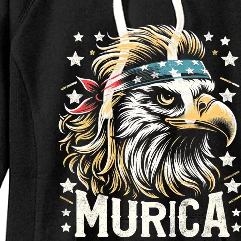 4th Of July Patriotic Funny Eagle July 4th Usa Murica Women's Fleece Hoodie