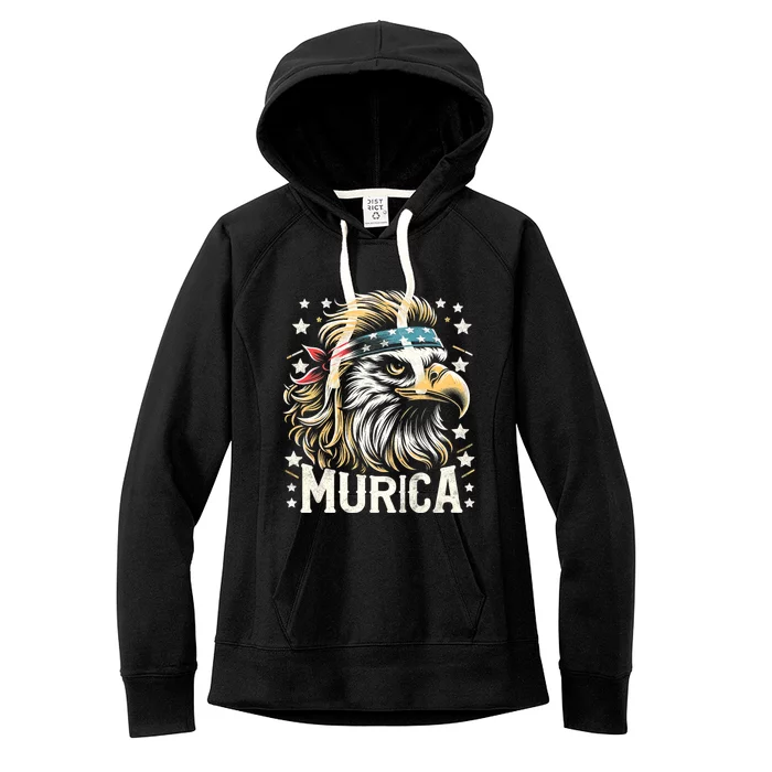 4th Of July Patriotic Funny Eagle July 4th Usa Murica Women's Fleece Hoodie