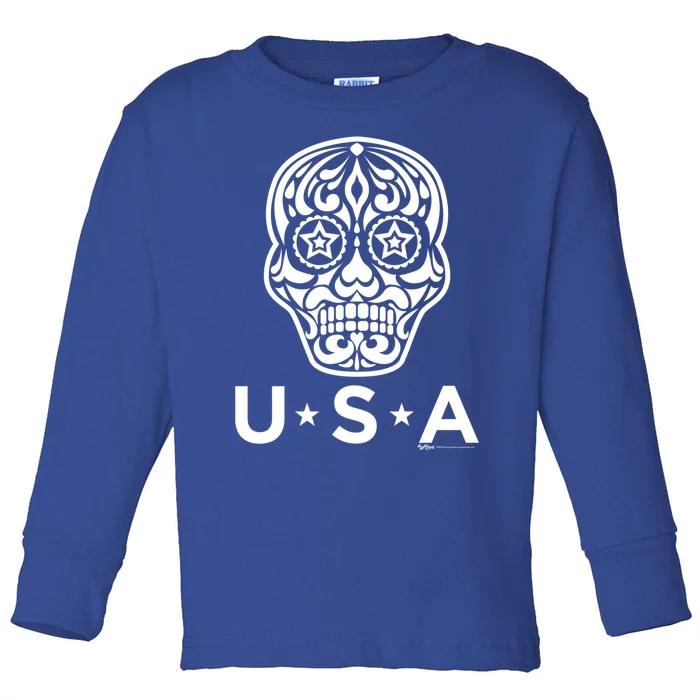 4th Of July Sugar Skull Gift Toddler Long Sleeve Shirt