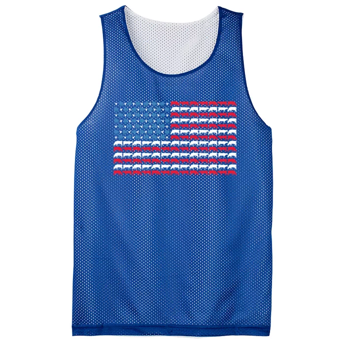 4th Of July American Heifer Patriotic Flag Cow Shepherd Gift Mesh Reversible Basketball Jersey Tank