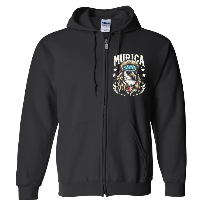 4th Of July Patriotic Funny Eagle July 4th Usa Murica Full Zip Hoodie