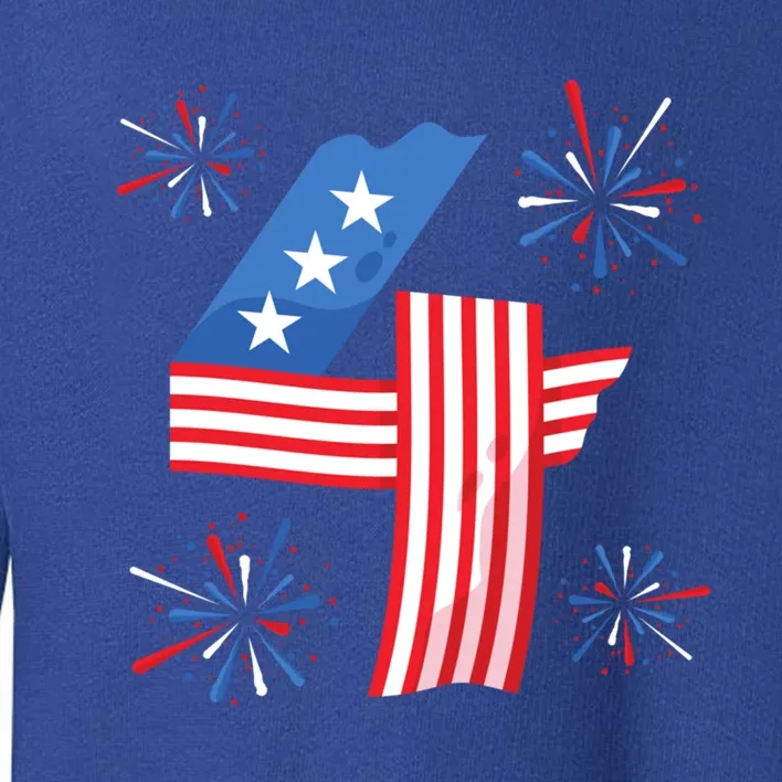 4th Of July American Flag Four Firecrackers Cute Gift Toddler Sweatshirt