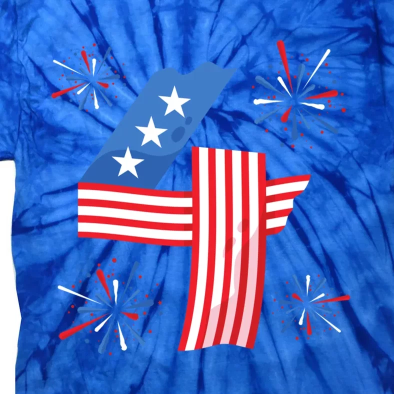 4th Of July American Flag Four Firecrackers Cute Gift Tie-Dye T-Shirt