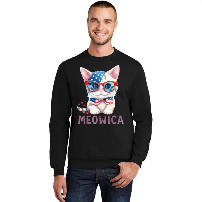 4th of July Meowica's patriotic graphic tees for cat lovers Sweatshirt