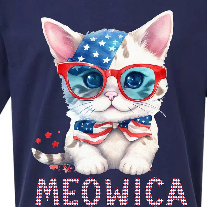 4th of July Meowica's patriotic graphic tees for cat lovers Sueded Cloud Jersey T-Shirt