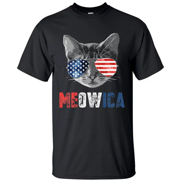 4th of July Meowica American Flag Cat Tall T-Shirt