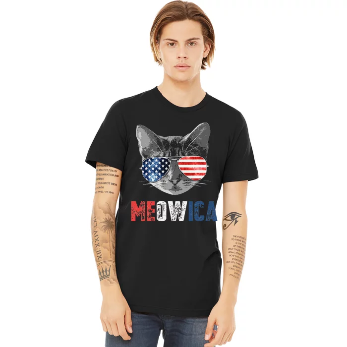 4th of July Meowica American Flag Cat Premium T-Shirt