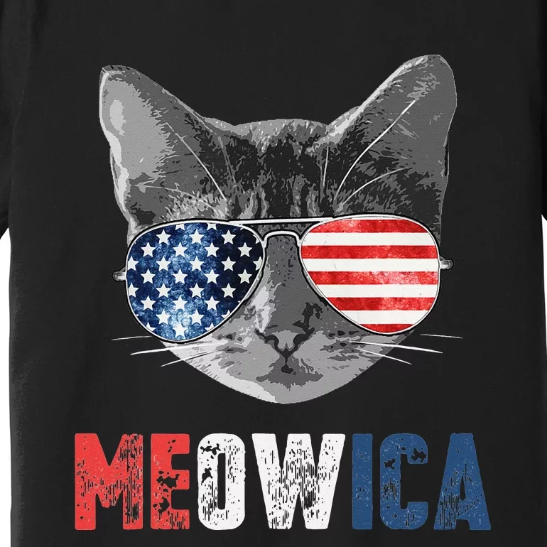 4th of July Meowica American Flag Cat Premium T-Shirt