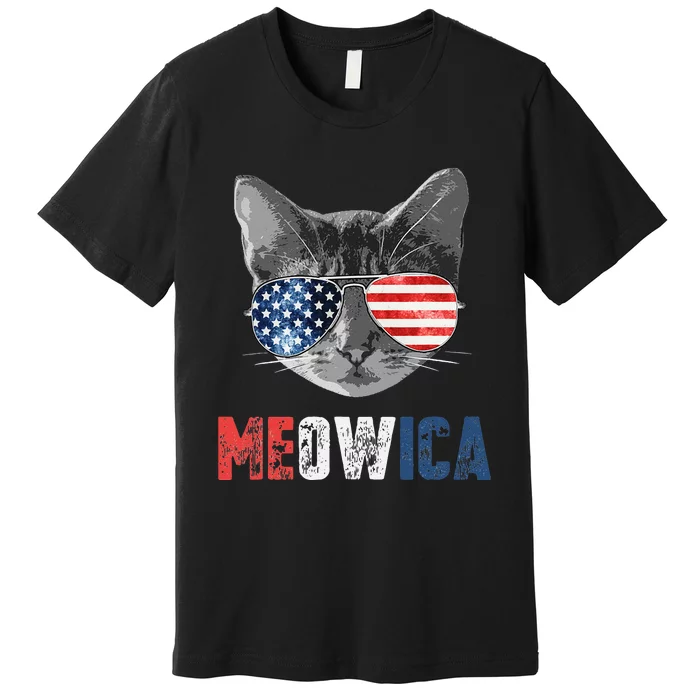 4th of July Meowica American Flag Cat Premium T-Shirt