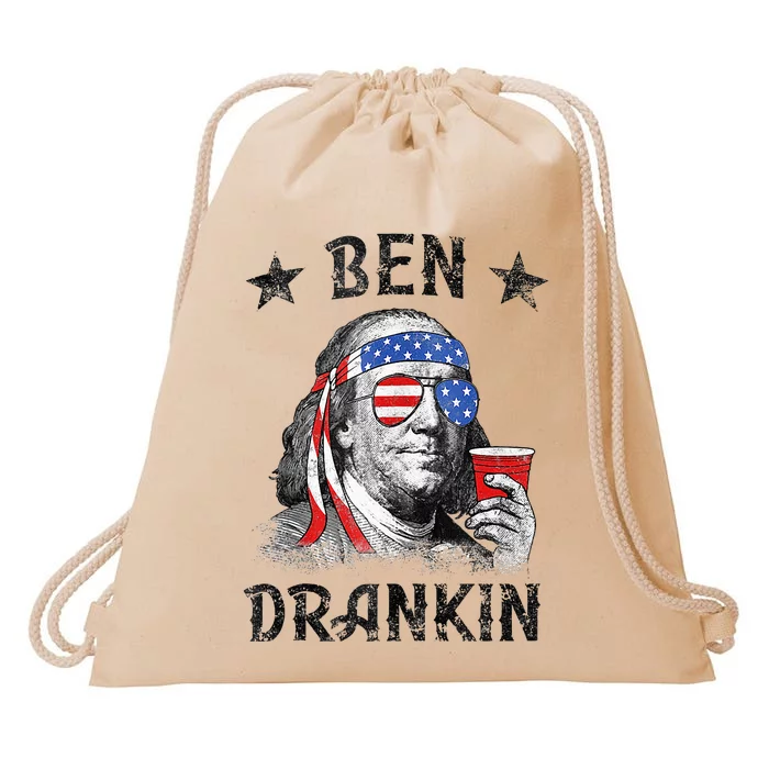 4th Of July For Men Ben Drankin Funny Beer Drawstring Bag