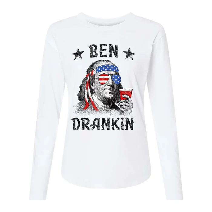 4th Of July For Men Ben Drankin Funny Beer Womens Cotton Relaxed Long Sleeve T-Shirt