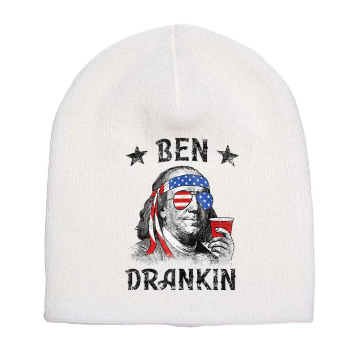 4th Of July For Men Ben Drankin Funny Beer Short Acrylic Beanie