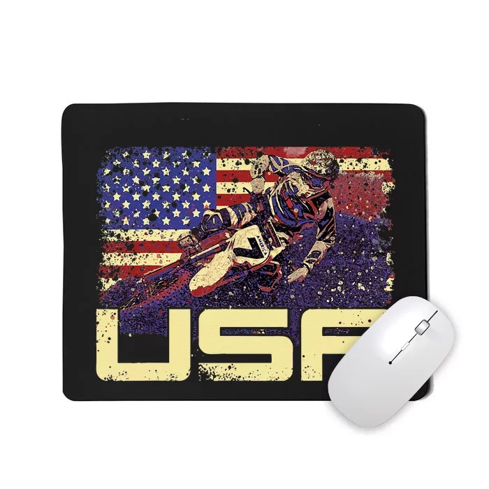 4th of July Dirt Bike Motocross Racing American Flag MX Mousepad