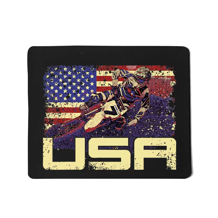 4th of July Dirt Bike Motocross Racing American Flag MX Mousepad