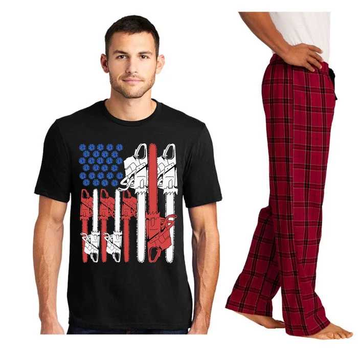 4th Of July Arborist Men Tree Climber Dad Chainsaw Pajama Set