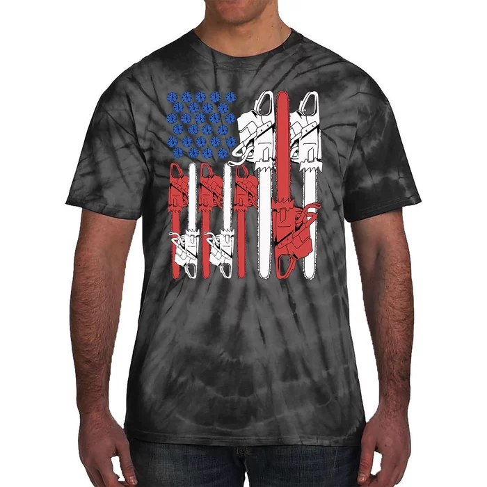 4th Of July Arborist Men Tree Climber Dad Chainsaw Tie-Dye T-Shirt