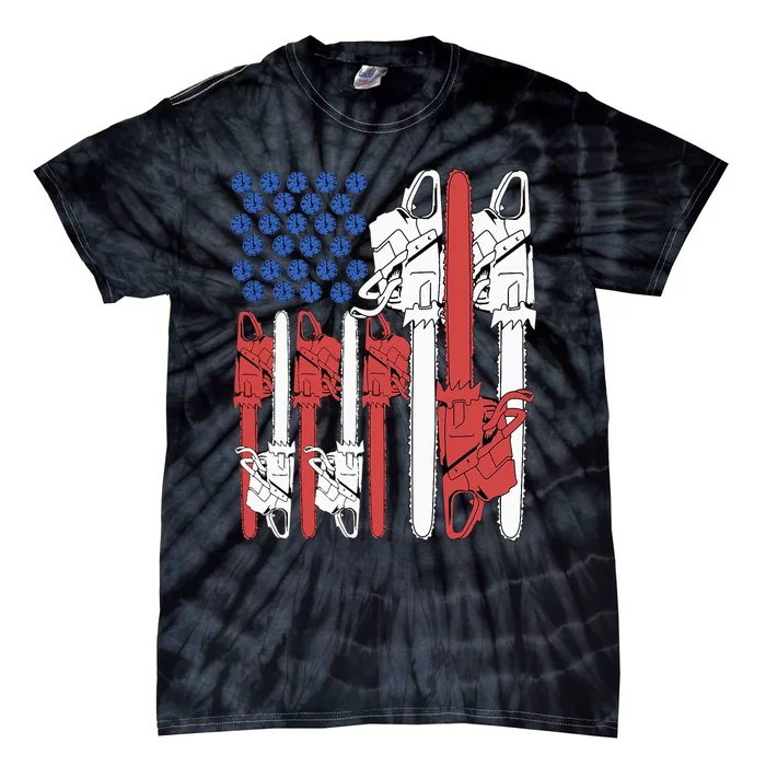 4th Of July Arborist Men Tree Climber Dad Chainsaw Tie-Dye T-Shirt