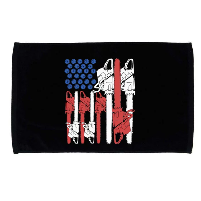 4th Of July Arborist Men Tree Climber Dad Chainsaw Microfiber Hand Towel