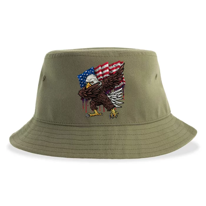 4th Of July Fourth American Flag Patriotic Eagle Great Gift Sustainable Bucket Hat