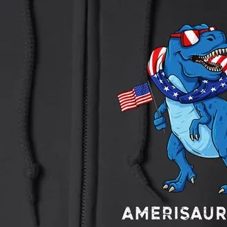 4th Of July Amerisaurus T Rex Dinosaur Full Zip Hoodie