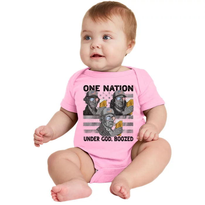 4th Of July Beer One Nation Under God Boozed Presidents Gift Baby Bodysuit