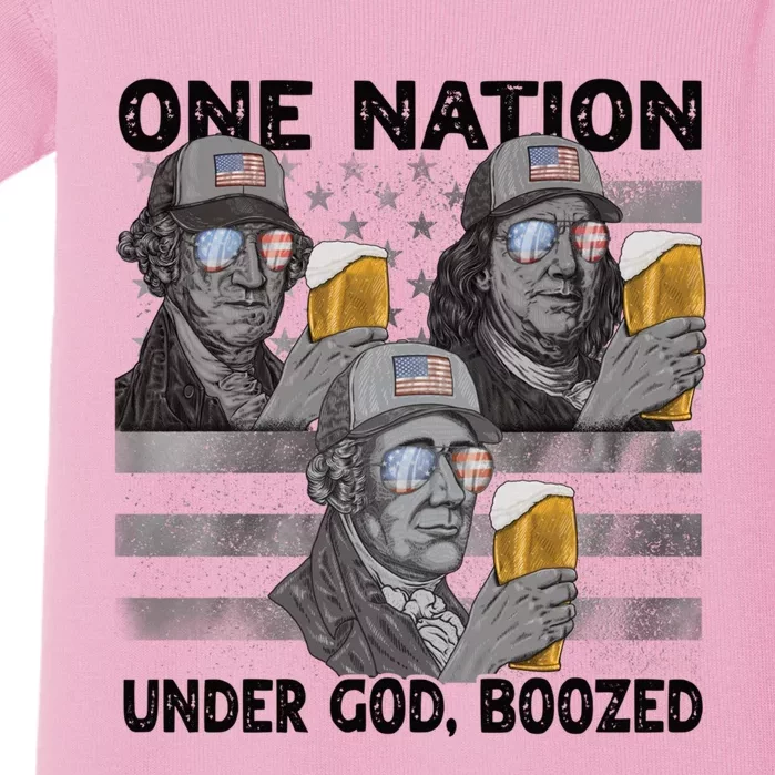 4th Of July Beer One Nation Under God Boozed Presidents Gift Baby Bodysuit