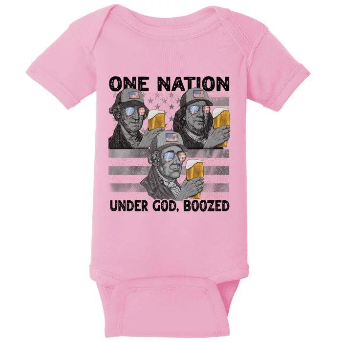 4th Of July Beer One Nation Under God Boozed Presidents Gift Baby Bodysuit