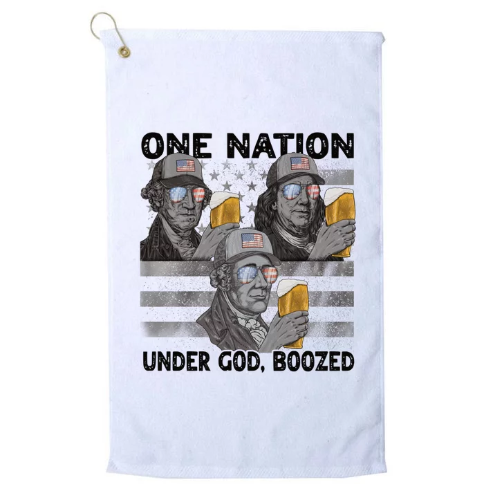 4th Of July Beer One Nation Under God Boozed Presidents Gift Platinum Collection Golf Towel