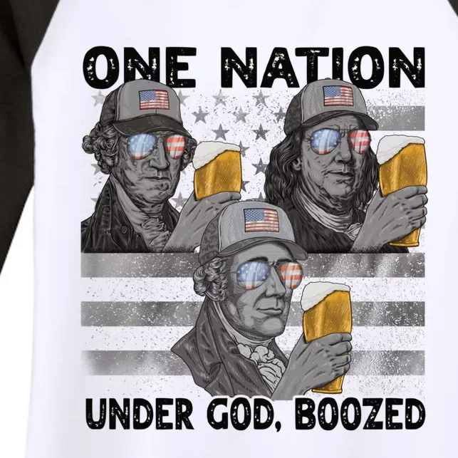 4th Of July Beer One Nation Under God Boozed Presidents Gift Women's Tri-Blend 3/4-Sleeve Raglan Shirt