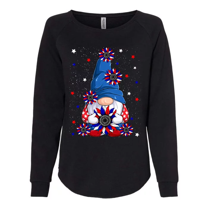 4th Of July American Flag Gnome Lover Sunflower Gift Womens California Wash Sweatshirt