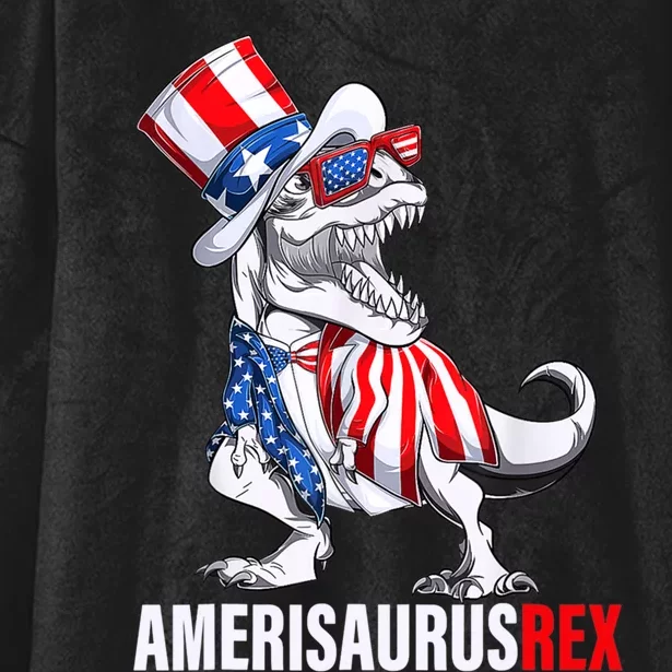 4th Of July T Rex Dinosaur Amerisaurus Rex Hooded Wearable Blanket