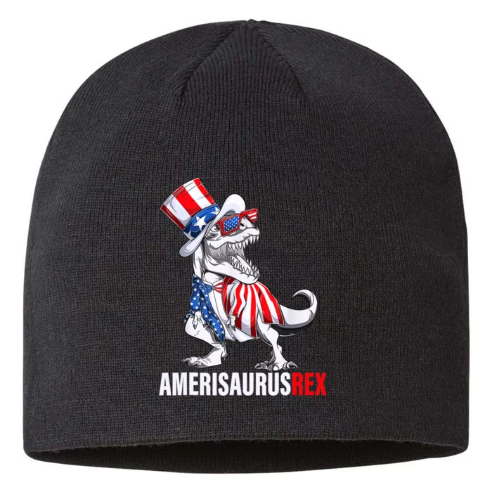 4th Of July T Rex Dinosaur Amerisaurus Rex 8 1/2in Sustainable Knit Beanie