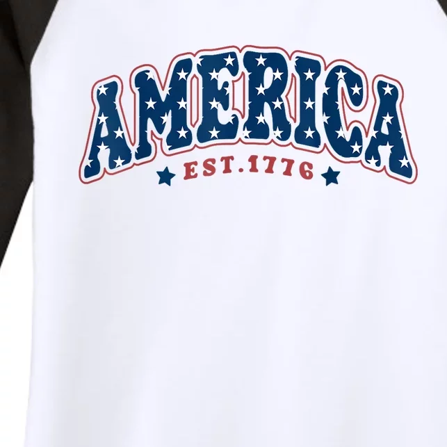 4th Of July America Est 1776 Women's Tri-Blend 3/4-Sleeve Raglan Shirt