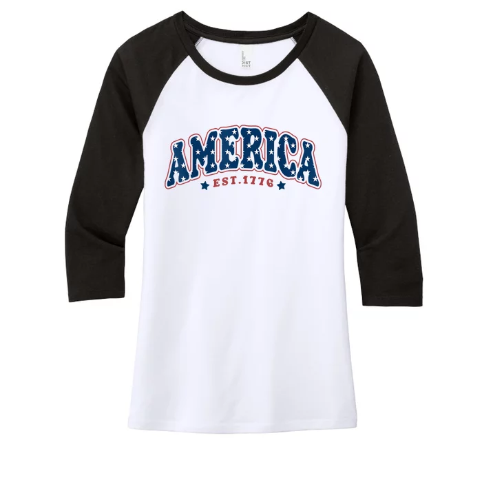 4th Of July America Est 1776 Women's Tri-Blend 3/4-Sleeve Raglan Shirt