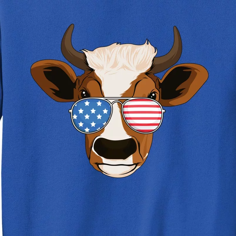 4th Of July Patriotic Cow Usa American Flag Cow Lover Farmer Gift Sweatshirt