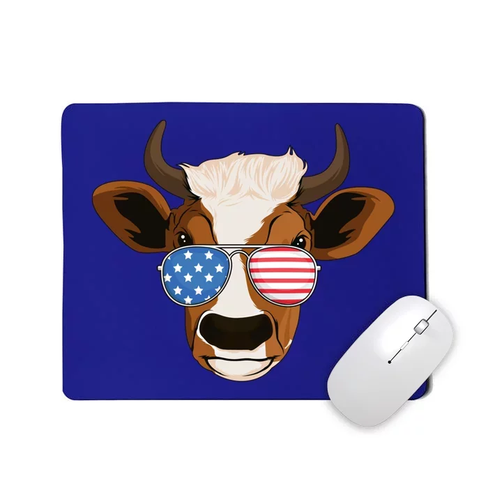 4th Of July Patriotic Cow Usa American Flag Cow Lover Farmer Gift Mousepad