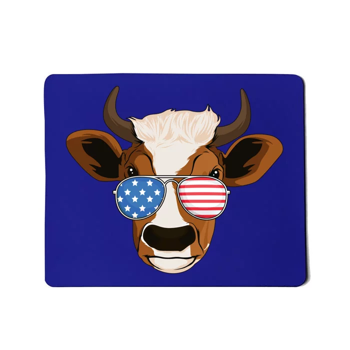 4th Of July Patriotic Cow Usa American Flag Cow Lover Farmer Gift Mousepad