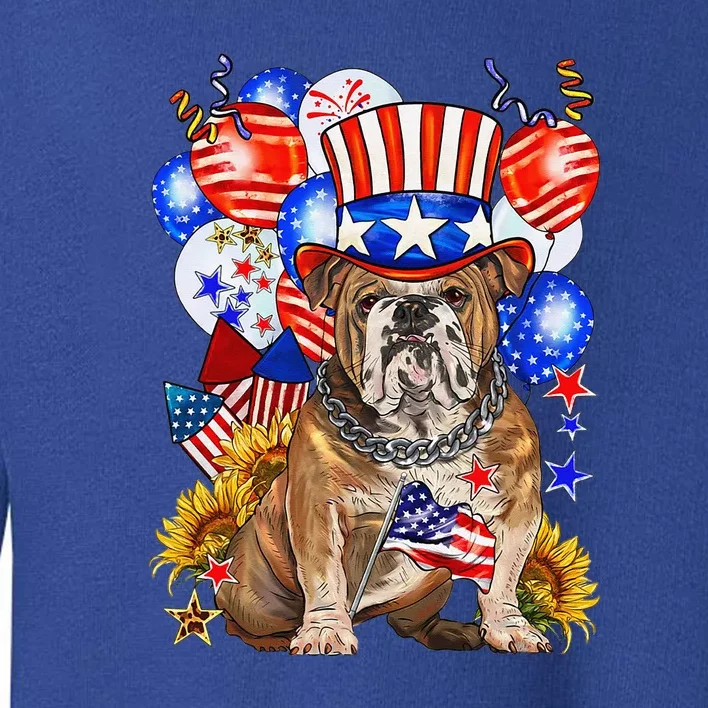 4th Of July English Bulldog Mom Dad Patriotic American Flag Toddler Sweatshirt