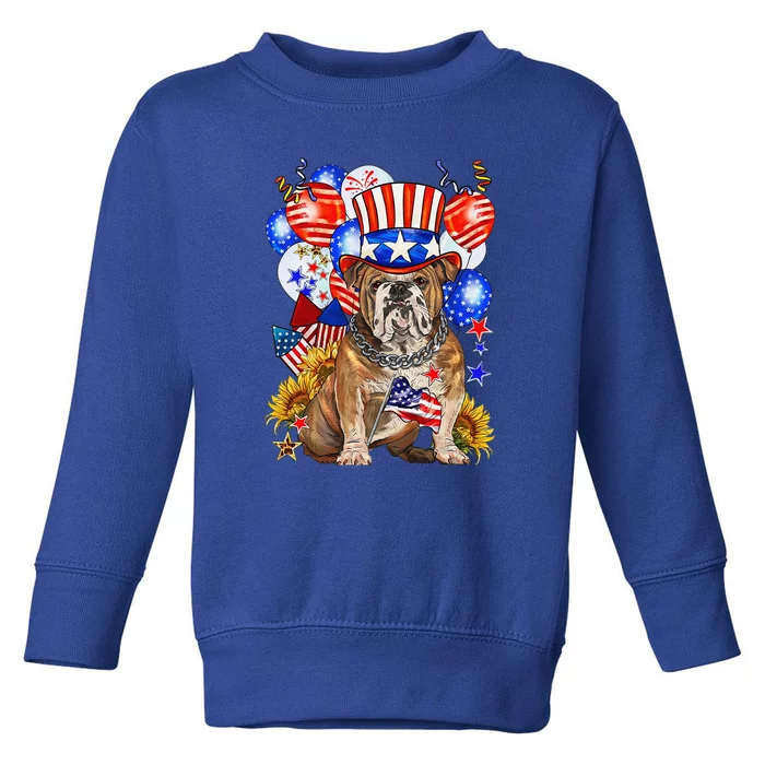 4th Of July English Bulldog Mom Dad Patriotic American Flag Toddler Sweatshirt