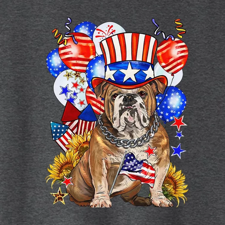 4th Of July English Bulldog Mom Dad Patriotic American Flag Women's Crop Top Tee