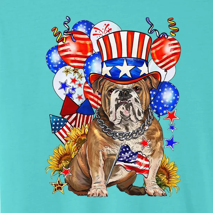 4th Of July English Bulldog Mom Dad Patriotic American Flag ChromaSoft Performance T-Shirt