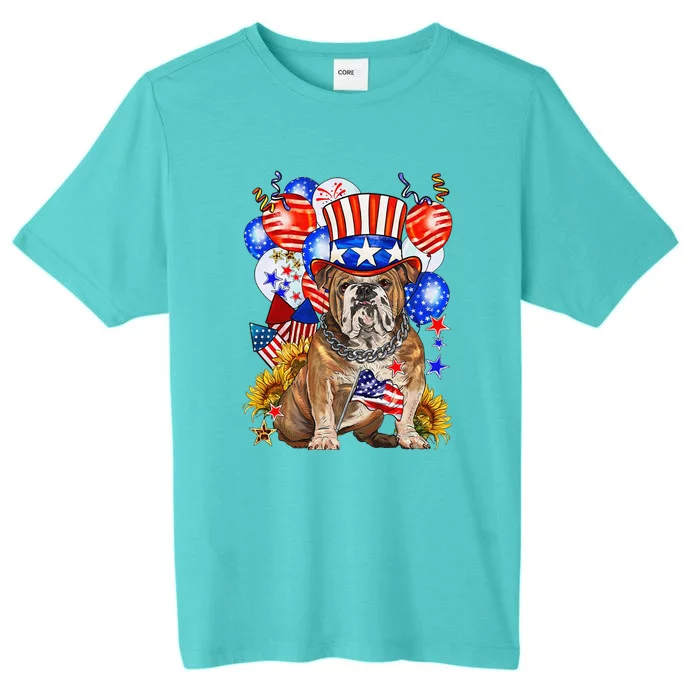 4th Of July English Bulldog Mom Dad Patriotic American Flag ChromaSoft Performance T-Shirt