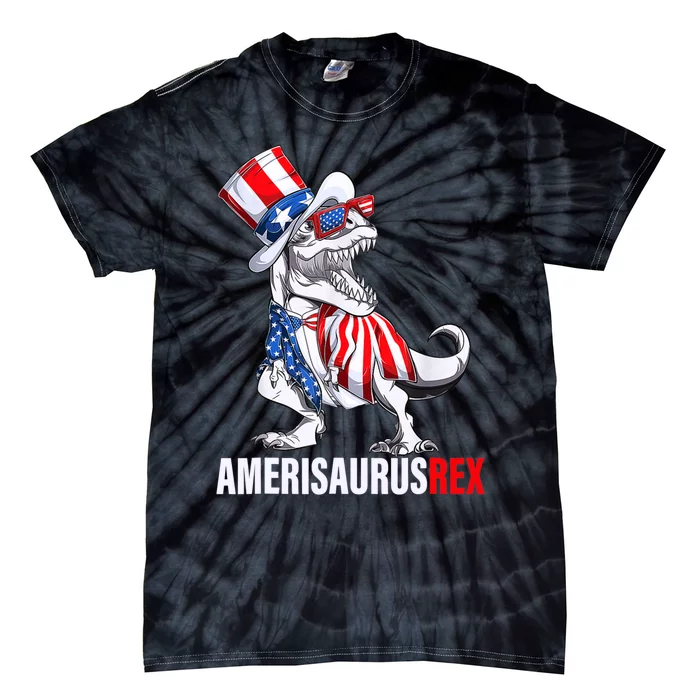 4th Of July T Rex Dinosaur Amerisaurus Rex Tie-Dye T-Shirt