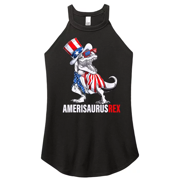 4th Of July T Rex Dinosaur Amerisaurus Rex Women’s Perfect Tri Rocker Tank