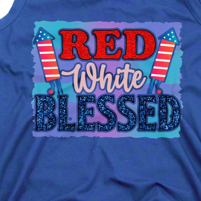 4th Of July Clothes And Accessories Red White Blessed Cute Gift Tank Top