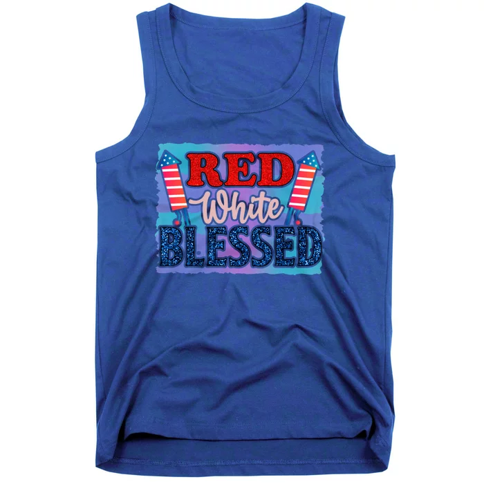 4th Of July Clothes And Accessories Red White Blessed Cute Gift Tank Top