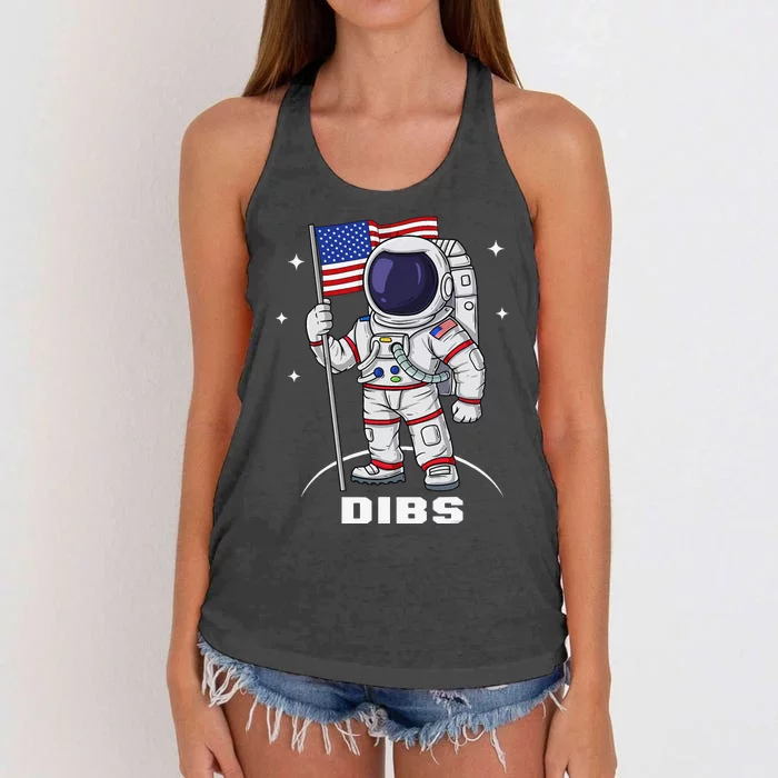 4th Of July Astronaut USA American Flag Funny Patriotic Women's Knotted Racerback Tank