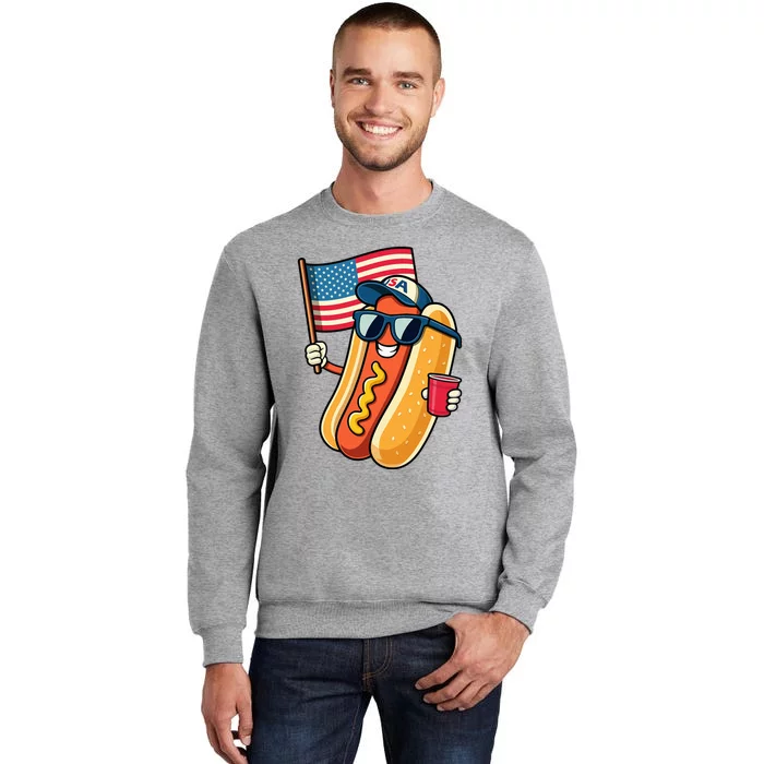 4th Of July Hotdog Funny Fourth Of July Patriotic Tall Sweatshirt