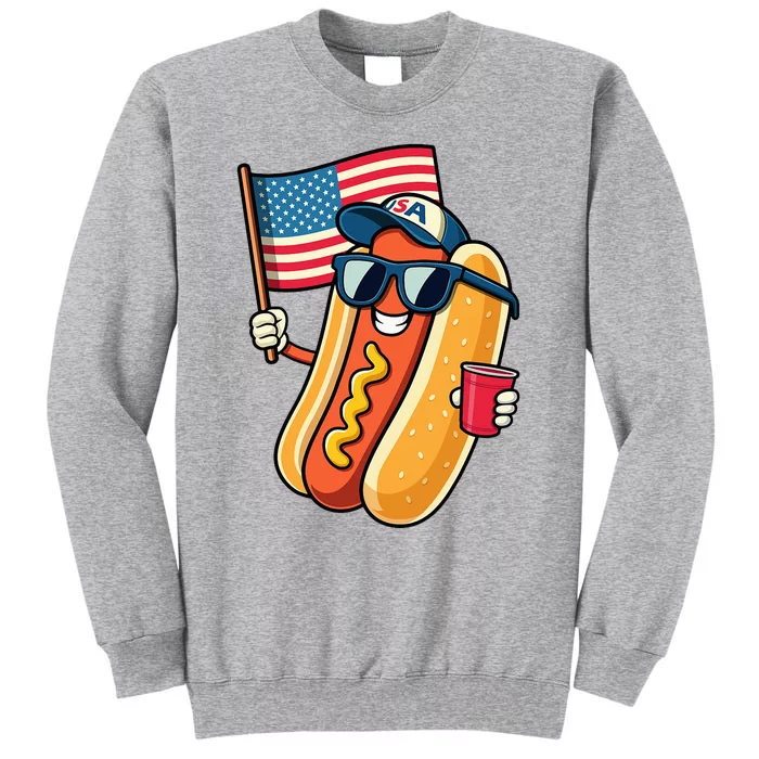 4th Of July Hotdog Funny Fourth Of July Patriotic Tall Sweatshirt